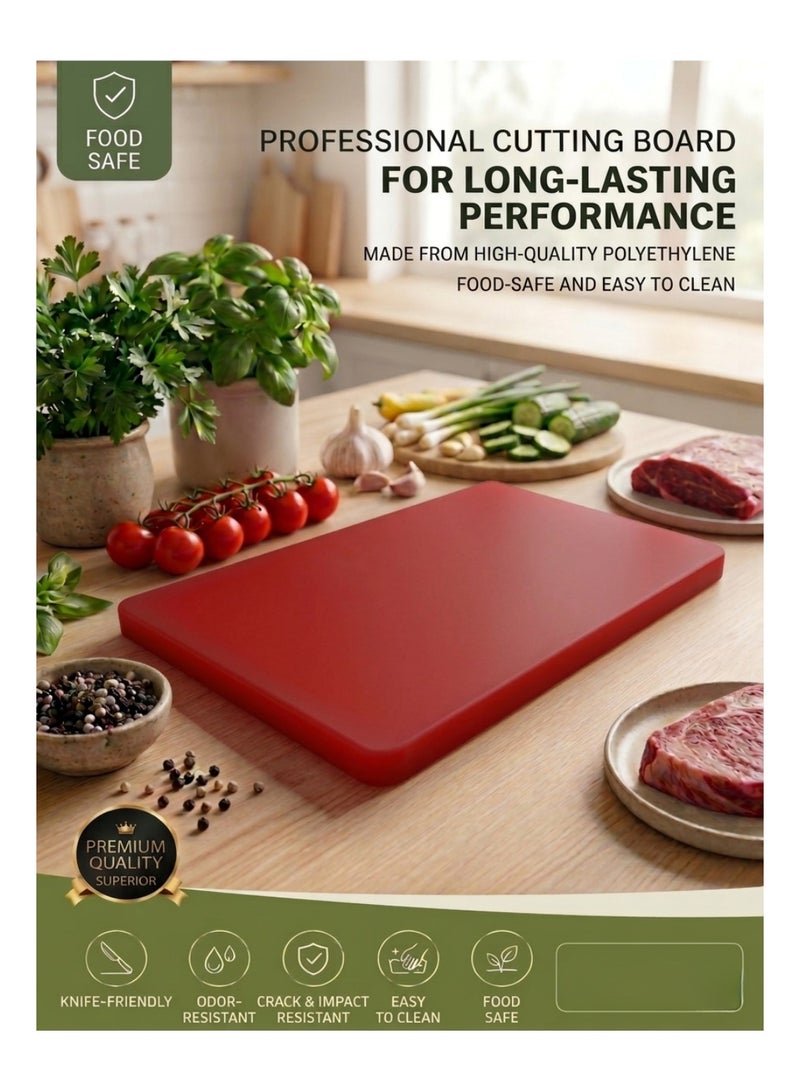 Heavy Duty Cutting Board – Odor Resistant, Food Safe, Professional Kitchen Board – Red - Image 3