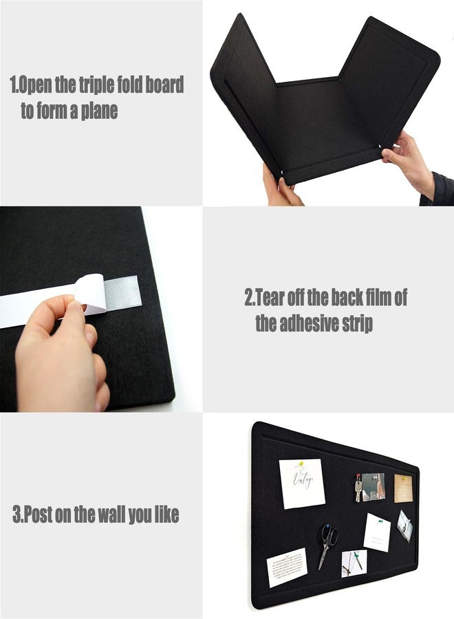 Gihunk 32"x16"Large Cork Board with 50 Push Pins, Black Cork Bulletin Board Felt Pin Board for Paste Notes, Photos, Schedules, for School, Home & Office - Image 2
