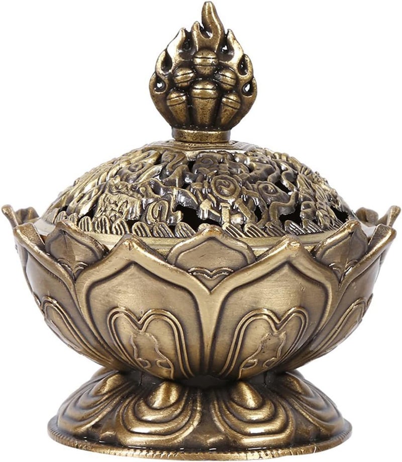 WenTigDY Classic Lotus Incense Burner,Super Mini Lotus Cone Incenses Holder,Incense Burner Holder, 2.08"x 3.14"Vintage Lotu Flower Shaped Incense Holder,for Stick and Cone Incense (Bronze Color) - Image 1