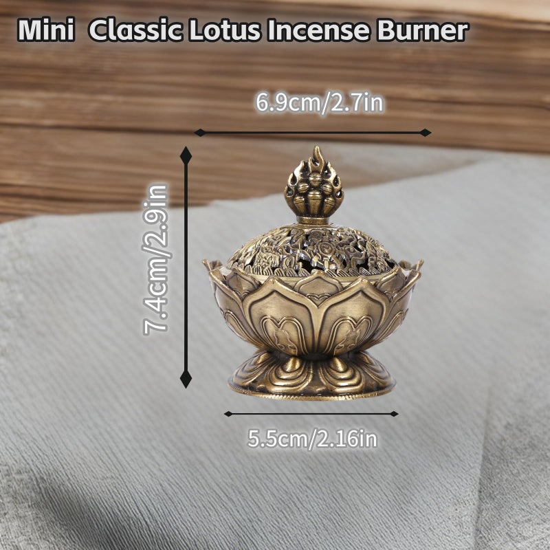 WenTigDY Classic Lotus Incense Burner,Super Mini Lotus Cone Incenses Holder,Incense Burner Holder, 2.08"x 3.14"Vintage Lotu Flower Shaped Incense Holder,for Stick and Cone Incense (Bronze Color) - Image 2