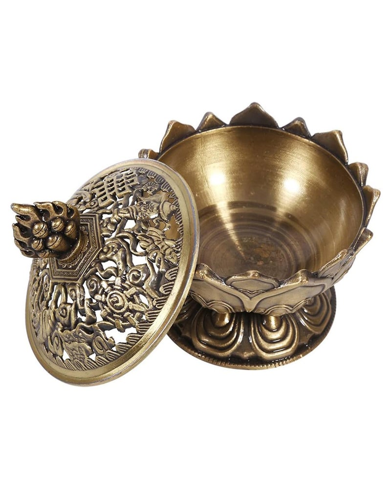 WenTigDY Classic Lotus Incense Burner,Super Mini Lotus Cone Incenses Holder,Incense Burner Holder, 2.08"x 3.14"Vintage Lotu Flower Shaped Incense Holder,for Stick and Cone Incense (Bronze Color) - Image 4