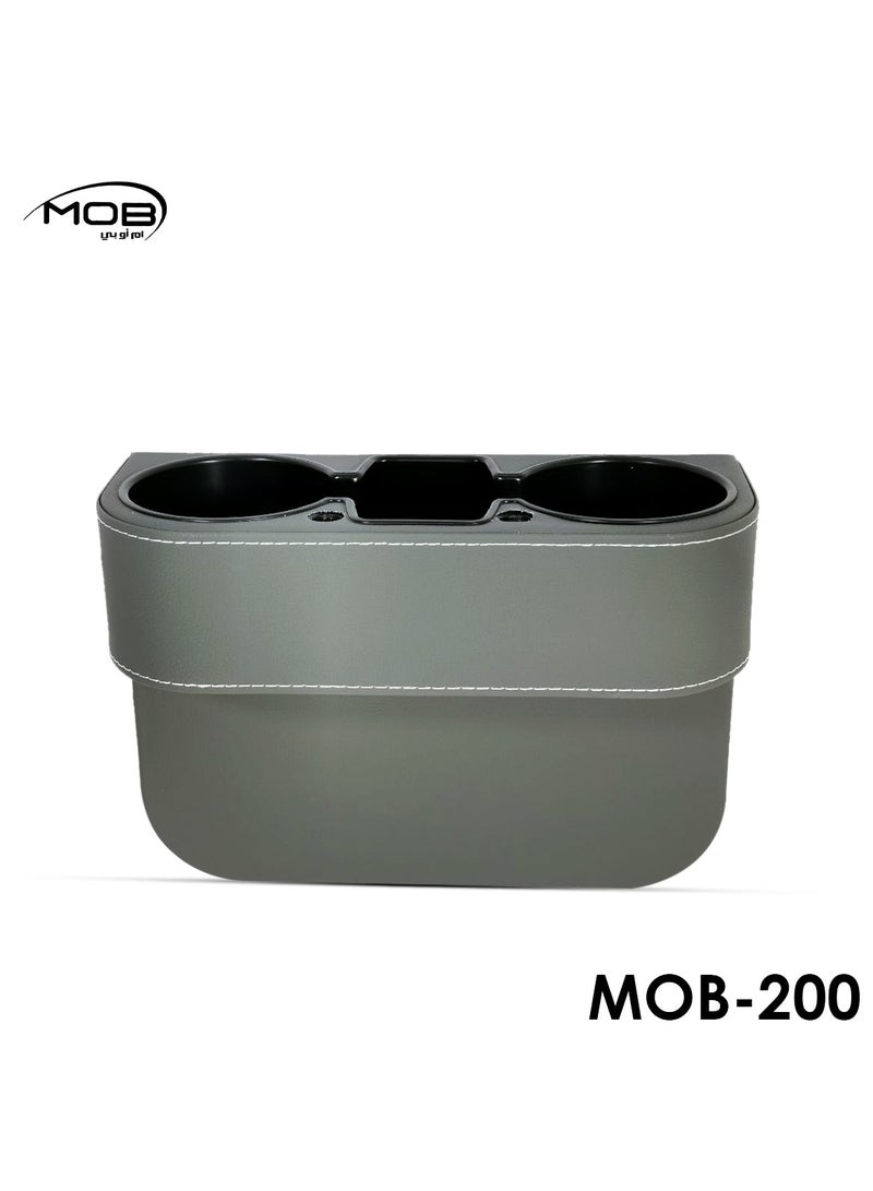 موب حامل أكواب من جلد البولي يوريثان ومنظم وحدة التحكم من موب، قطعة واحدة، حامل مشروبات السيارة بالمقعد الأمامي وحشو رمادي موب -200 - Image 1