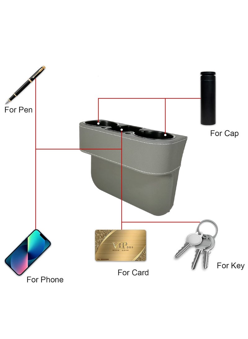 موب حامل أكواب من جلد البولي يوريثان ومنظم وحدة التحكم من موب، قطعة واحدة، حامل مشروبات السيارة بالمقعد الأمامي وحشو رمادي موب -200 - Image 3