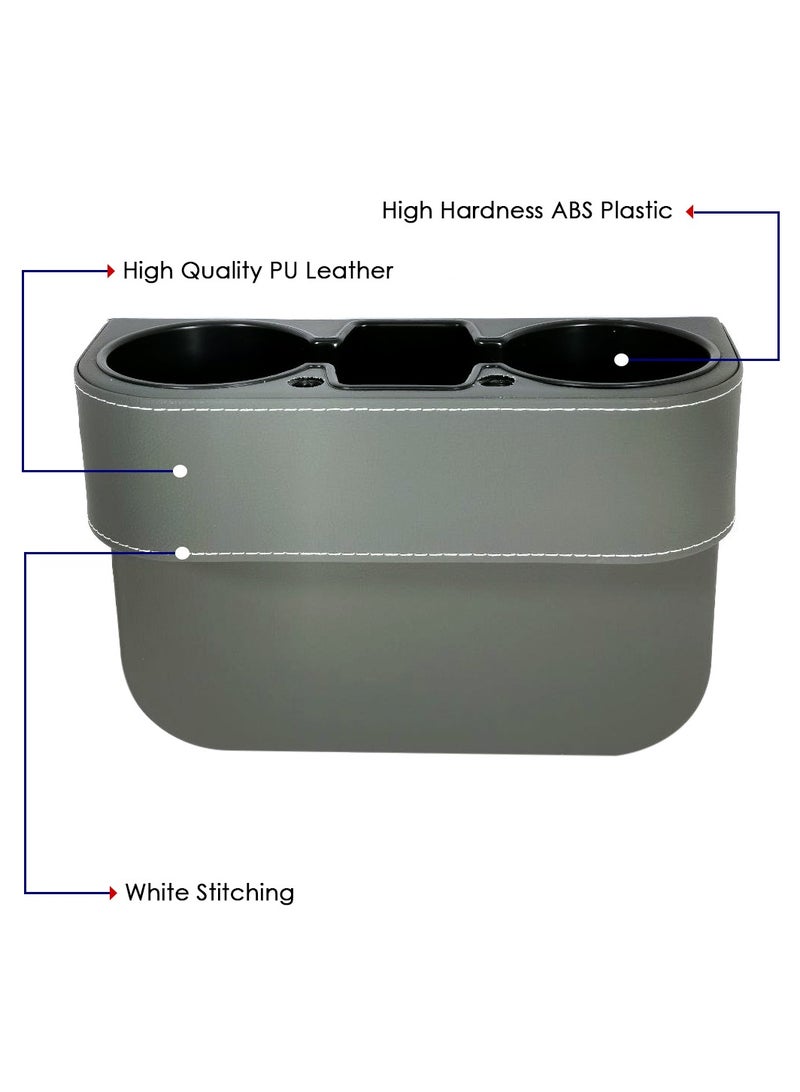 موب حامل أكواب من جلد البولي يوريثان ومنظم وحدة التحكم من موب، قطعة واحدة، حامل مشروبات السيارة بالمقعد الأمامي وحشو رمادي موب -200 - Image 4