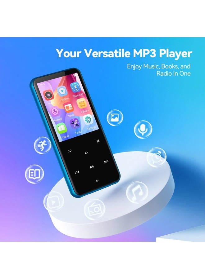 AGPtek 64GB MP3 Player Bluetooth 5.3 with 2.4 Inch TFT Colour Screen, HiFi Music Children's MP3 Player with Speaker, Touch Buttons, FM Radio, E-Book, Recording, Support up to 128 GB, Green - Image 2