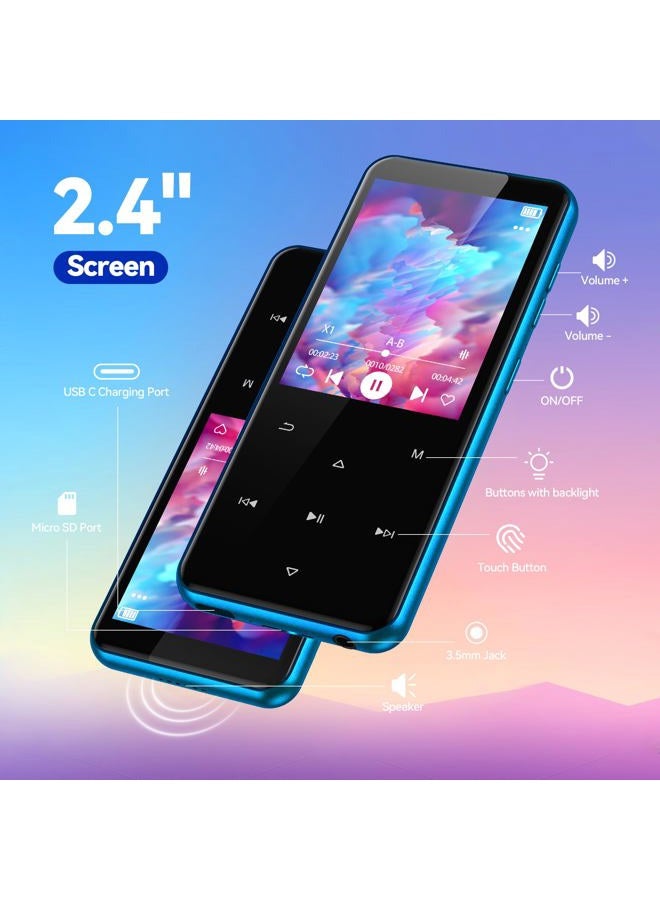 AGPtek 64GB MP3 Player Bluetooth 5.3 with 2.4 Inch TFT Colour Screen, HiFi Music Children's MP3 Player with Speaker, Touch Buttons, FM Radio, E-Book, Recording, Support up to 128 GB, Green - Image 5