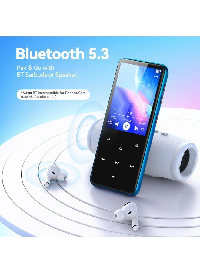 AGPtek 64GB MP3 Player Bluetooth 5.3 with 2.4 Inch TFT Colour Screen, HiFi Music Children's MP3 Player with Speaker, Touch Buttons, FM Radio, E-Book, Recording, Support up to 128 GB, Green - Image 3