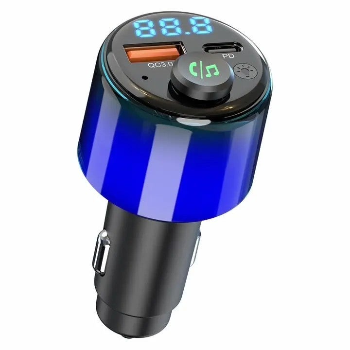 جهاز إرسال بلوتوث FM محمول وشاحن سيارة مع QC3.0 و PD20W، مشغل موسيقى MP3 USB ومحول شاحن سيارة لشحن الهاتف الخلوي بسرعة - Image 2