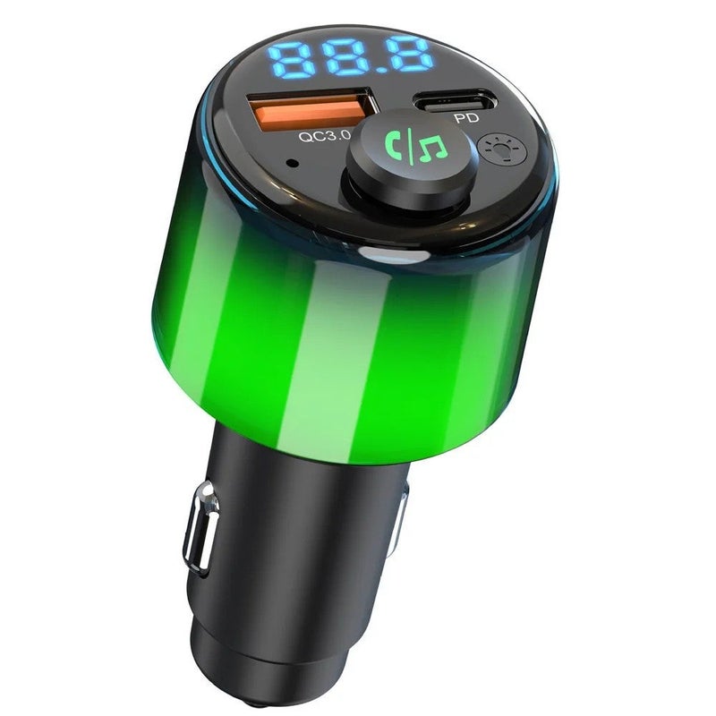 جهاز إرسال بلوتوث FM محمول وشاحن سيارة مع QC3.0 و PD20W، مشغل موسيقى MP3 USB ومحول شاحن سيارة لشحن الهاتف الخلوي بسرعة - Image 5