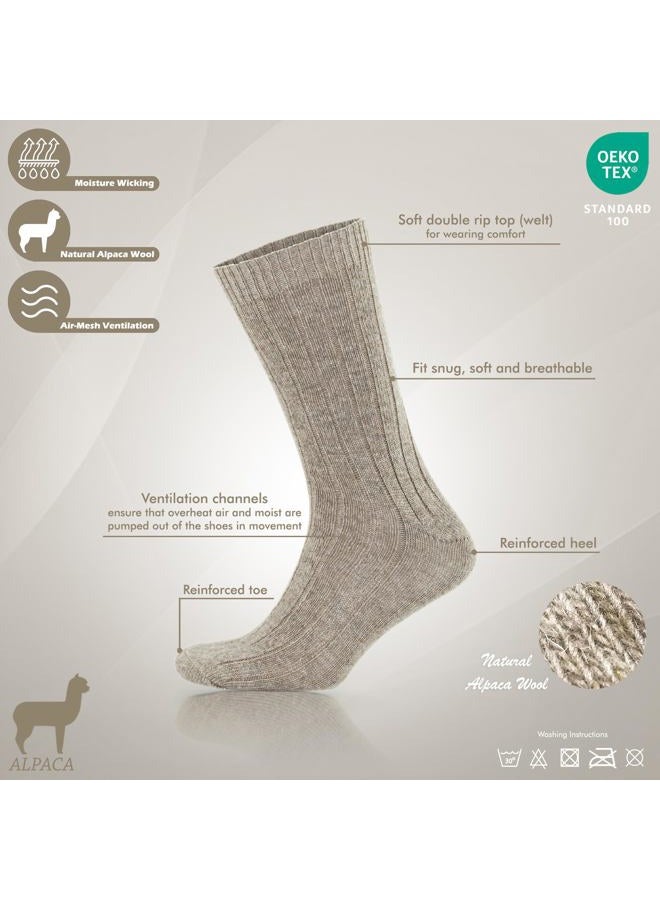 Gowith 2 Pairs Alpaca Wool Socks for Men and Women, Thermal Warm Crew Merino Socks, Unisex Heated Winter Boot Socks, Model: 3095 - Image 2