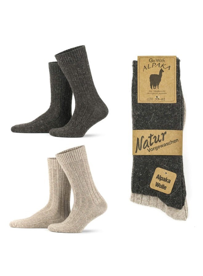 Gowith 2 Pairs Alpaca Wool Socks for Men and Women, Thermal Warm Crew Merino Socks, Unisex Heated Winter Boot Socks, Model: 3095 - Image 1
