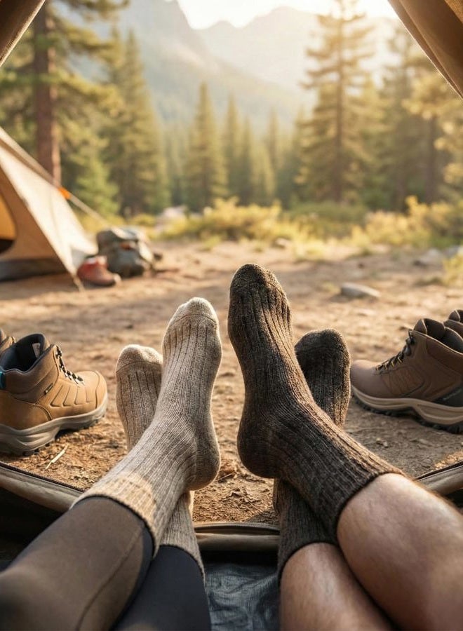 Gowith 2 Pairs Alpaca Wool Socks for Men and Women, Thermal Warm Crew Merino Socks, Unisex Heated Winter Boot Socks, Model: 3095 - Image 4