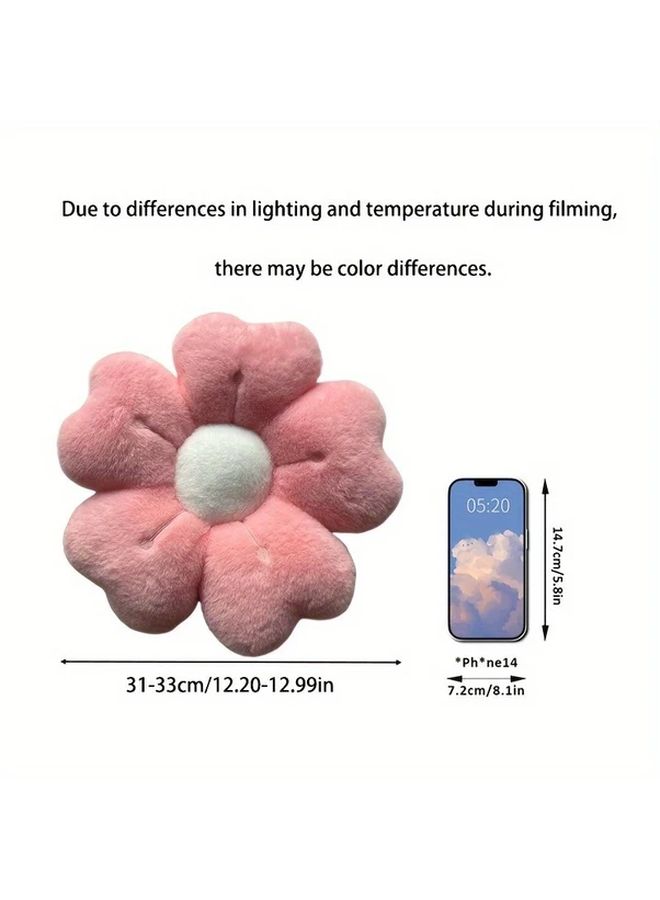 Soft Daisy Flower Plush Throw Pillow Pink 13.7 Inch Decorative Cushion for Bed Sofa - Image 3