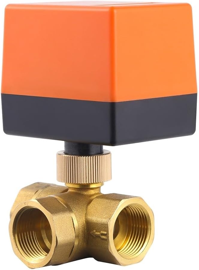 صمام كرة نحاسي كهربائي ثلاثي الاتجاه DN15 لأنظمة التدفئة وتكييف الهواء والطاقة الشمسية - Image 5