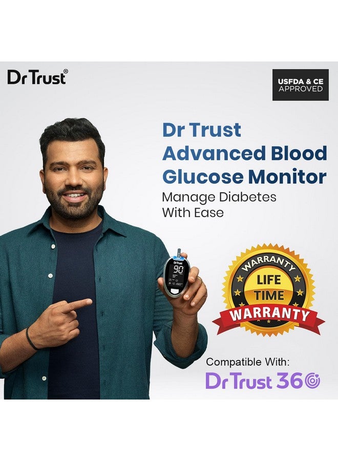 دي آر تراست جهاز قياس نسبة السكر في الدم الأوتوماتيكي بالكامل من Dr Trust مزود بـ 10 شرائط (أسود) - Image 2
