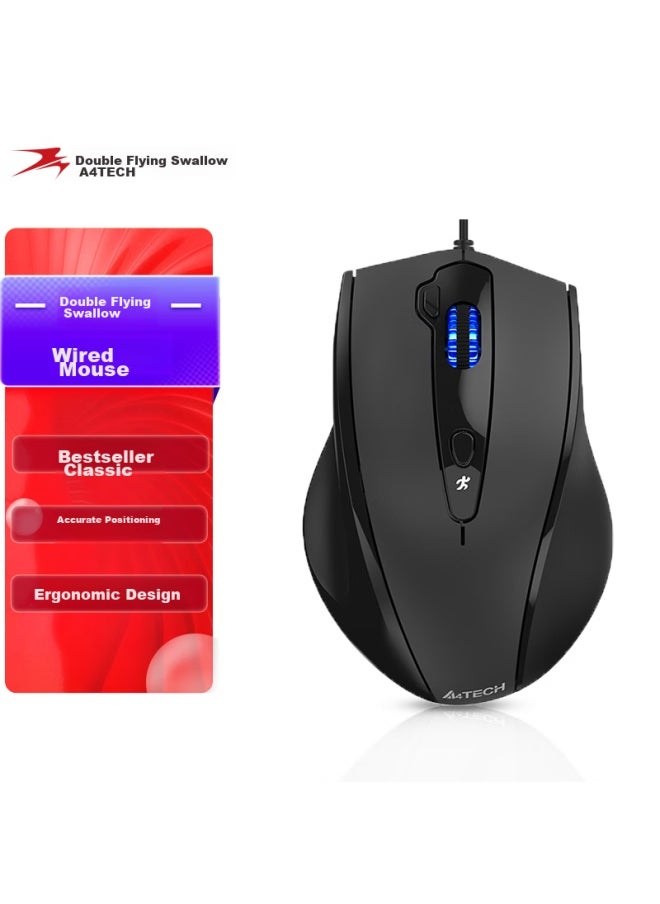 A4TECH A4tech N-810fx Wired Mouse, Laptop And Desktop Office Mouse, Ergonomic, Usb Interface, Large Hand Mouse, Gentleman Black  - Image 1