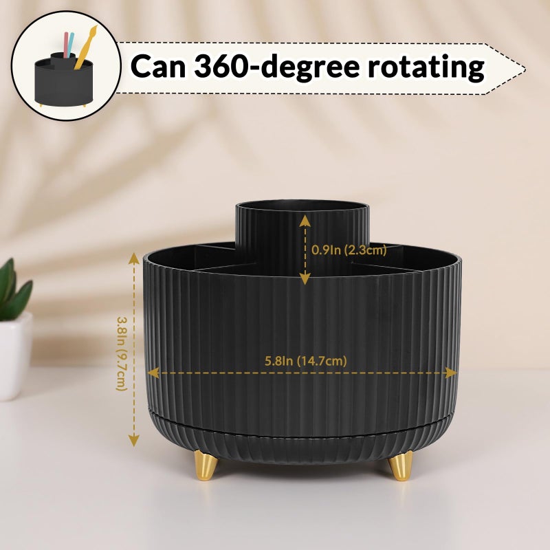 SKYDUE 360 Degree Rotating Desk Organizer, Dual-Purpose Pencil Pen Holder for Desktop, Rotating Desk Pen Organizer with 5 Slots, Office Supplies, Pencil Cup for Office, School, Home - Image 2