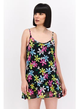 Hurley Women Floral Print Beachwear Dress, Black Combo  - Image 1
