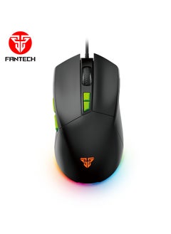 FANTECH Macro Programmable Gaming Mouse, 400-7200 DPI Adjustable, Lightweight, 13 RGB Lighting Effects, 7 Programmable Buttons, Ergonomic Design, 20 Million Click Lifespan, 60LPS Tracking Speed, 1.8m Braided Cable, Esports Gaming Mouse for PC and Mac, Black  - Image 1