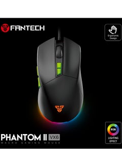 FANTECH Macro Programmable Gaming Mouse, 400-7200 DPI Adjustable, Lightweight, 13 RGB Lighting Effects, 7 Programmable Buttons, Ergonomic Design, 20 Million Click Lifespan, 60LPS Tracking Speed, 1.8m Braided Cable, Esports Gaming Mouse for PC and Mac, Black  - Image 2