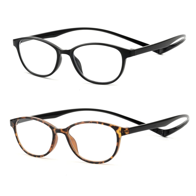 JM 2 Pack Magnetic Reading Glasses for Men Women, Hang Neck Blue Light Blocking Computer Readers Black & Tortoise +1.0 - Image 1