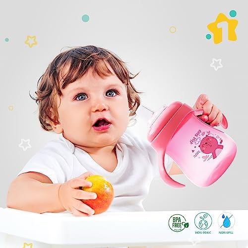 1ST STEP Matte Collection BPA Free Soft Spout Sipper with Twin Handles for Easy Grip (Pink) - Image 2