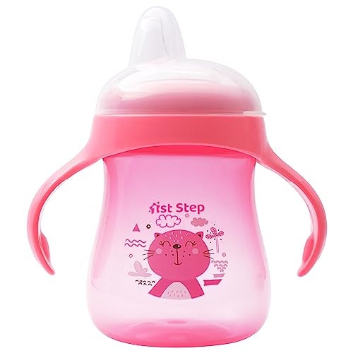 1ST STEP Matte Collection BPA Free Soft Spout Sipper with Twin Handles for Easy Grip (Pink) - Image 1