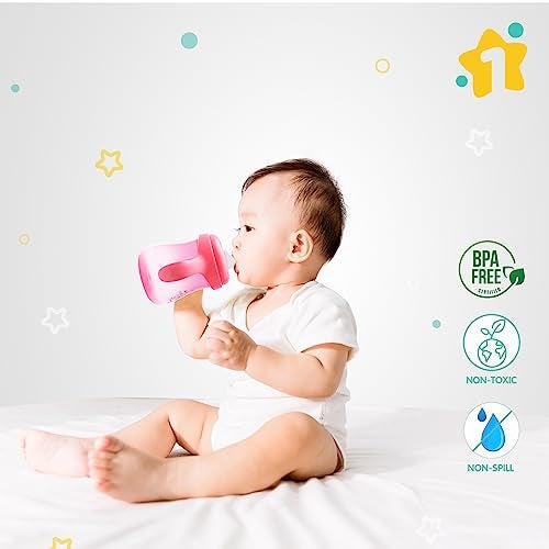 1ST STEP Matte Collection BPA Free Soft Spout Sipper with Twin Handles for Easy Grip (Pink) - Image 3