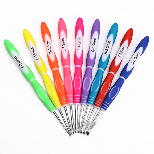 LOOEN New Set Crochet Hooks Set 62pcs Crochet Kit, 9pcs Rubber Handles Hook 2.0MM-6MM and 9pcs Aluminum Hooks Hook 12pcs Lace Hooks Comfort Grip for Arthritic Hands-Accessories Included (A - Blue) - Image 3
