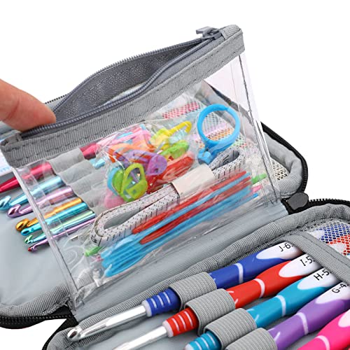 LOOEN New Set Crochet Hooks Set 62pcs Crochet Kit, 9pcs Rubber Handles Hook 2.0MM-6MM and 9pcs Aluminum Hooks Hook 12pcs Lace Hooks Comfort Grip for Arthritic Hands-Accessories Included (A - Blue) - Image 4