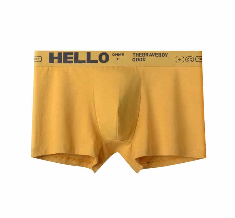 Mens Cotton Boxer Briefs Trendy HELLO Underwear Black.  - Image 3