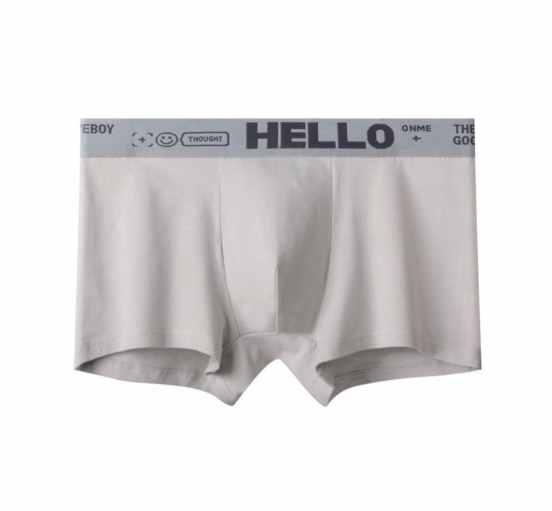 Mens Cotton Boxer Briefs Trendy HELLO Underwear Black.  - Image 4