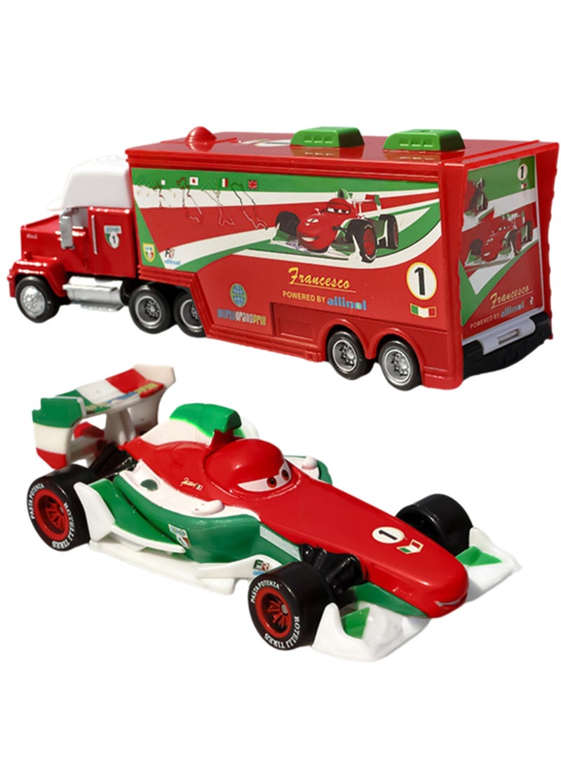 F1 Red Truck And Racing Car Toy Set, Container Truck Car Diecast Vehicle Set, Perfect Gift For Boys And Girls - Image 1