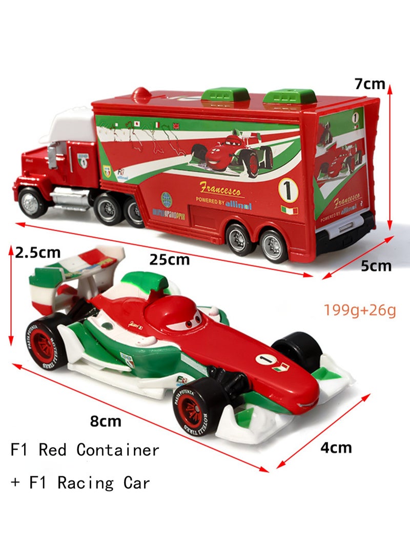 F1 Red Truck And Racing Car Toy Set, Container Truck Car Diecast Vehicle Set, Perfect Gift For Boys And Girls - Image 3