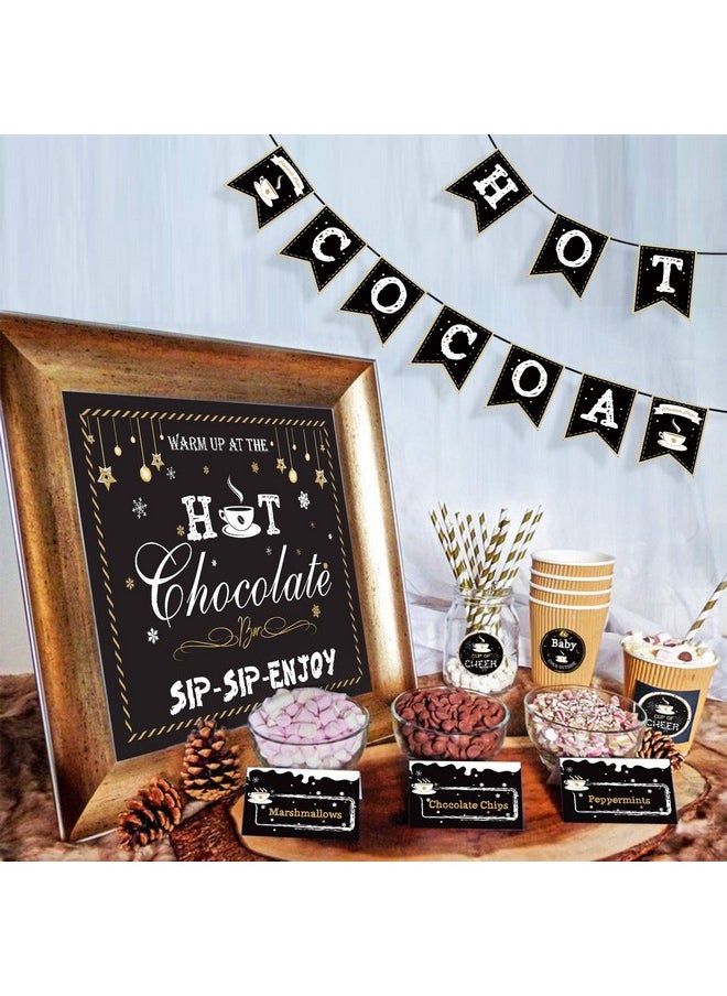 Omgouue Hot Cocoa Bar Kit Hot Chocolate Bar Supplies Toppings Labels Cup Tags Stickers For Wintertime Holiday Christmas Party New Year Party Birthday Party  - Image 1