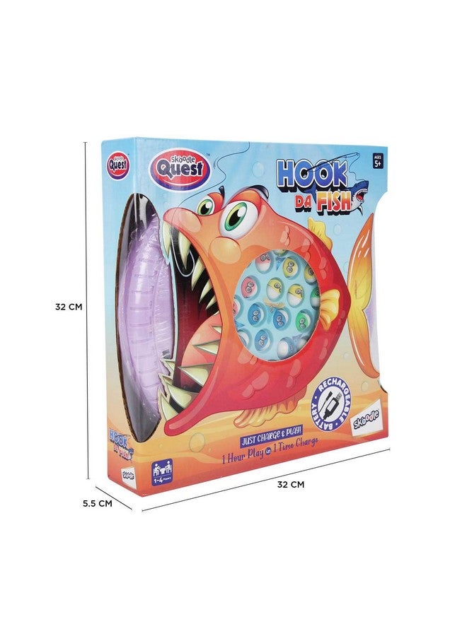 سكودل لعبة صيد السمك القابلة لإعادة الشحن من SKOODLE Quest Hook Da Fish | 45 سمكة و4 صنارات صيد | لعبة صيد السمك الدوارة الموسيقية | مناسبة لعمر 5 سنوات فما فوق | لون أرجواني - Image 5