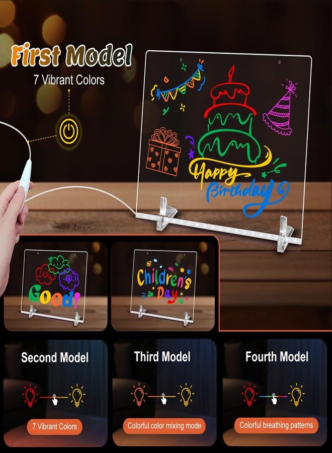 LCJECV لوحة رسم LED LCJECV مع 7 ألوان، 13.8"X10" لوحة رسائل أكريليك مضاءة، لوحة رسم LED مضيئة بتوهج نيون للفصل الدراسي، ديكور المنزل، المكتب، هدايا عيد الفصح - Image 4