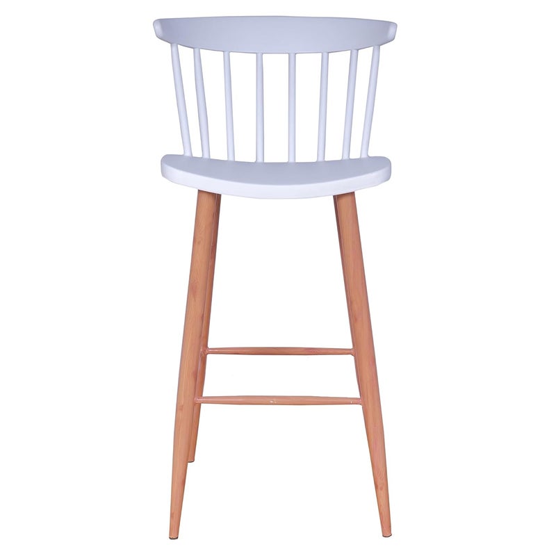 Creative Creative Scandinavian Bar Chair with Polypropylene Seat Sturdy Metal Frame Modern Wooden Look Ideal for Kitchen Cafe Office Restaurant Hotel Use Pack of 1 White  - Image 3