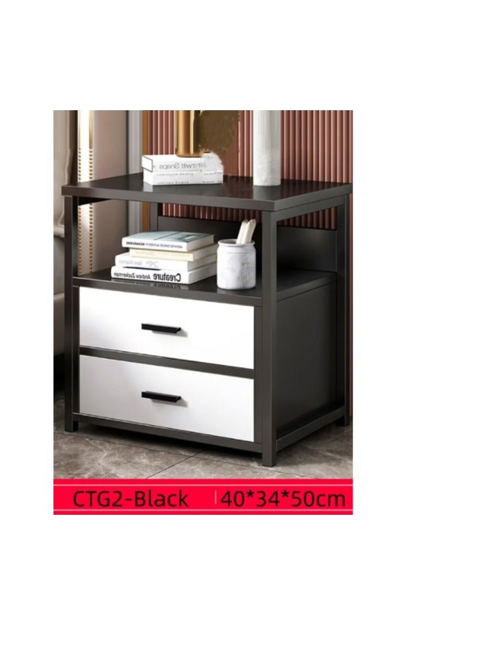 Generic Bedside Table with 2 Drawers Side Table Small Nightstand Table with Drawer for Bedroom Sofa Couch Beside End Table for Living Room Household Storage Cabinet for Home Decor（CTG2-Black）  - Image 2