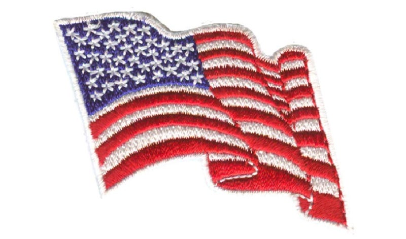 Girl Boy Cub Waving Wavy American Flag 2 inch Iron On Embroidered Patch Scouts