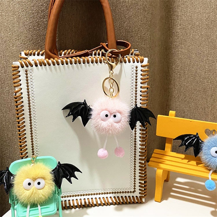 Cute Cartoon Monster Plush Keychain Bat Doll Pink