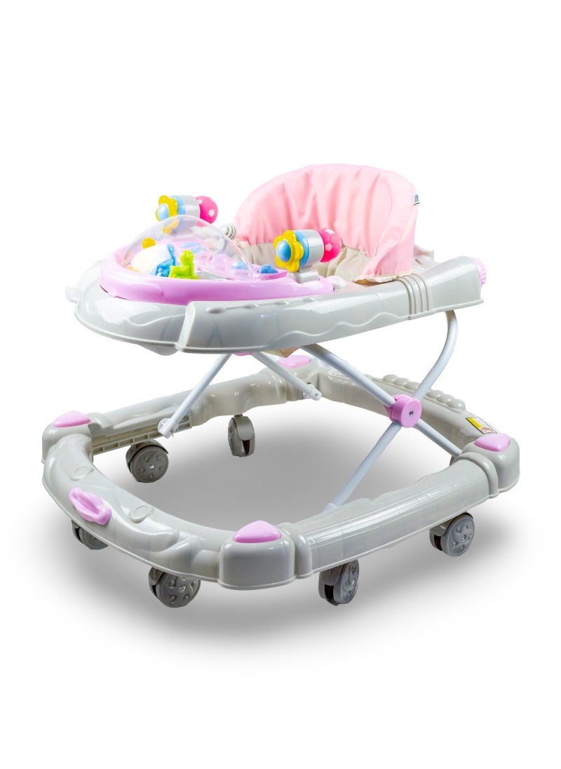 molody Foldable Baby Walker-White & Pink  - Image 1