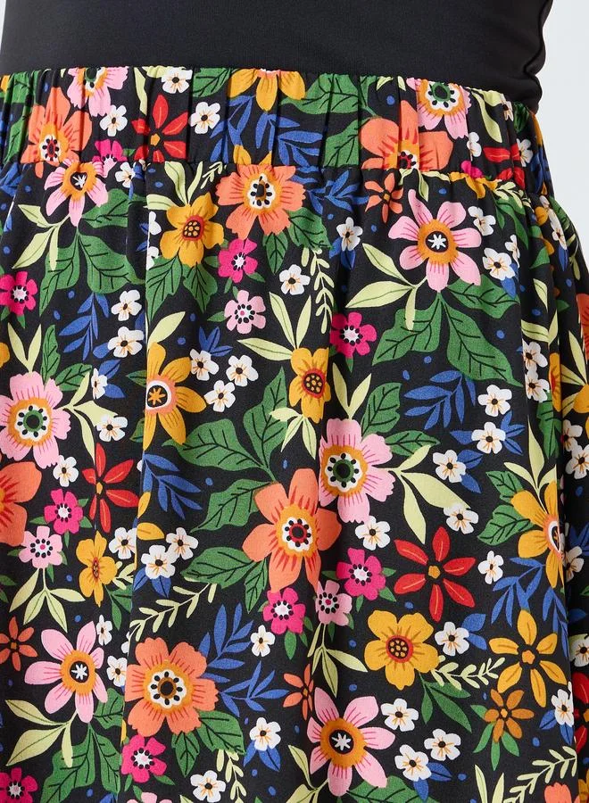 Take Two  Floral Printed Elastic Waist Skirt for Women | Best Price UAE