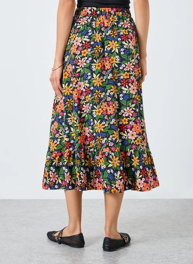 Take Two  Floral Printed Elastic Waist Skirt for Women | Best Price UAE