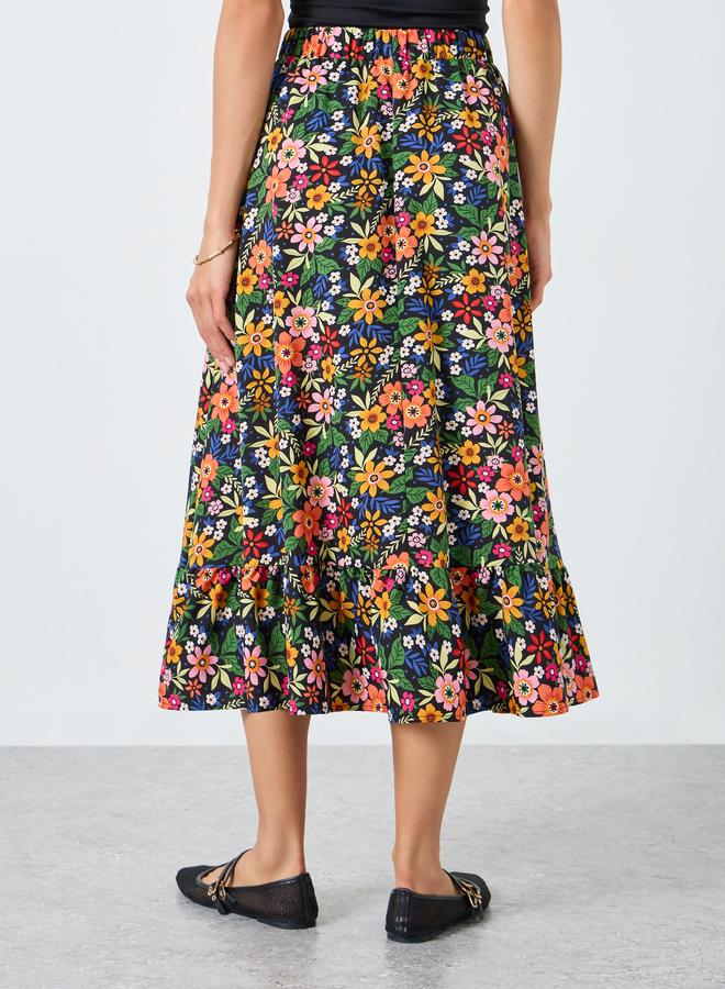 Take Two Floral Printed Elastic Waist Skirt - Image 5