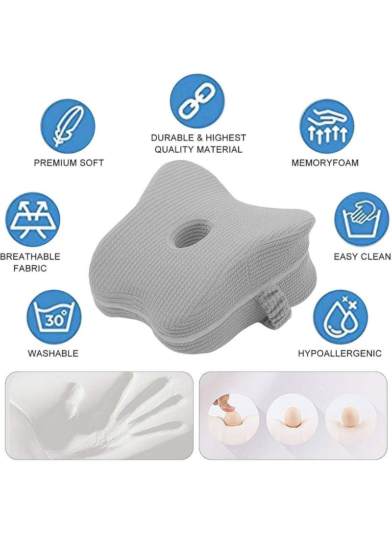 TYCOM Memory Foam Knee Pillow for Side Sleepers Orthopedic Knee and Leg Cooling Pillow Adaptive Bed Assistance Product Leg Pillow for Sleeping Lower Back and Hip Pain Light Grey. - Image 4
