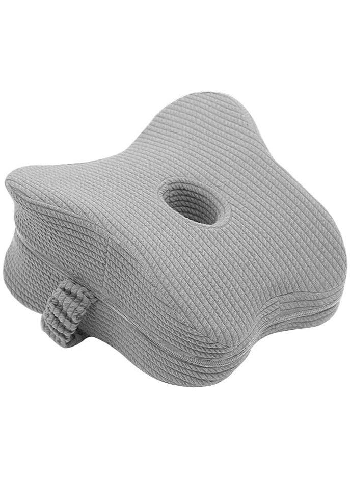 TYCOM Memory Foam Knee Pillow for Side Sleepers Orthopedic Knee and Leg Cooling Pillow Adaptive Bed Assistance Product Leg Pillow for Sleeping Lower Back and Hip Pain Light Grey. - Image 1