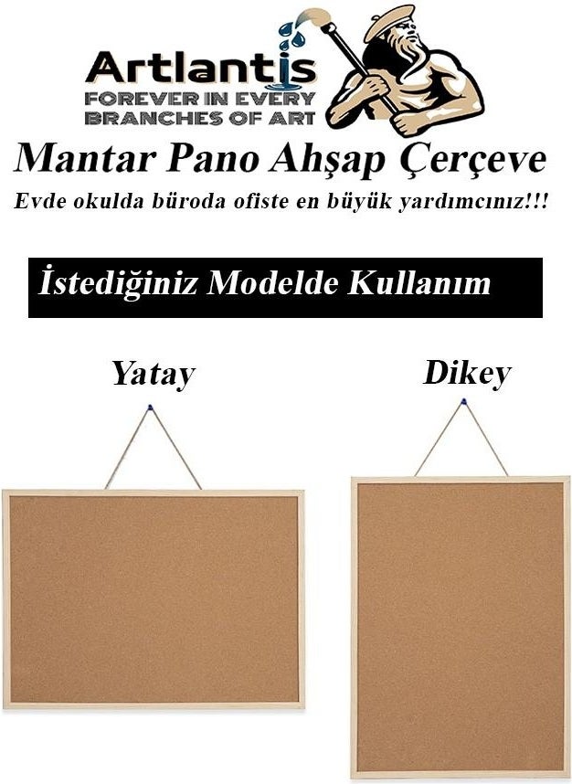 Artlantis سبورة كورك بإطار خشبي 40X60 سم قطعة واحدة هدية دبابيس خريطة مثبتة على الحائط إطار كورك في المنزل المدرسة المكتب  - Image 4