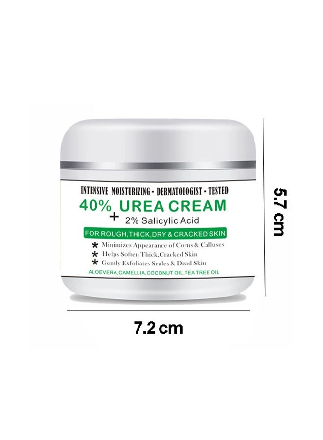 40% Urea Cream ，for Feet Maximum Strength with 2% Salicylic Acid, Dermatologist-Tested Intense Moisturiser,Callus Remover, Dead Skin Exfoliation, Hand and Foot Cream for Dry Cracked Elbows, Heels, Knees