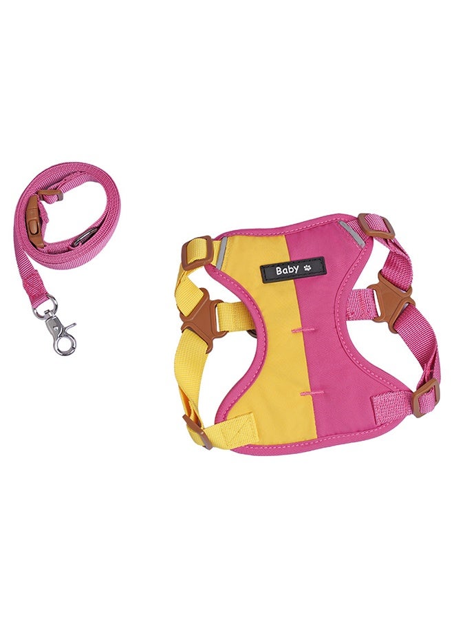 Dog Harness with Leash Set| No Pull Adjustable Reflective Soft Padded Pet Vest Harnesses| Easy Control for Small, Medium, and Large Dogs and Cats Outdoor Walking ​(pink and yellow）)​ - Image 2